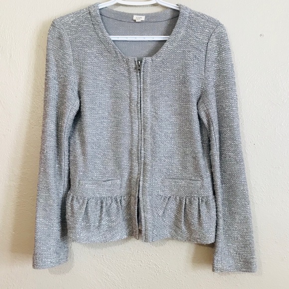 J. Crew Jackets & Blazers - J. Crew Boucle Peplum Long Sleeve Tweed Jacket